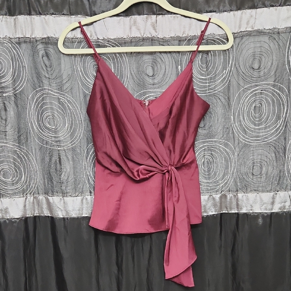 Astr Burgundy Satin Wrap Camisole